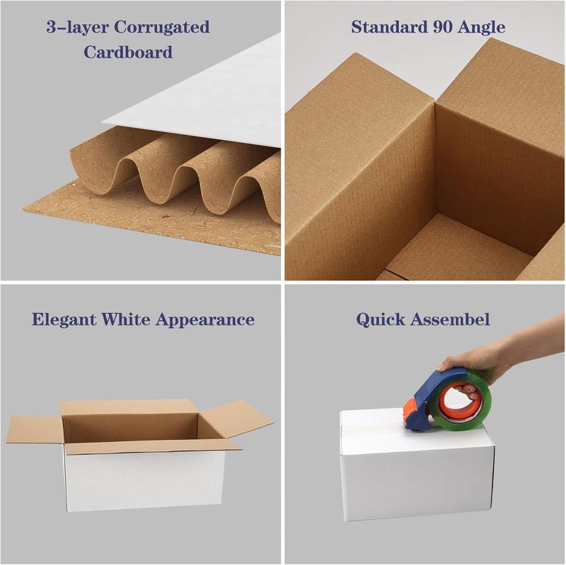 SPEPLA Shipping Boxes 9X6X4 Set of 40, White Corrugated Cardboard Box for Mailing Business Packaging - Image 4